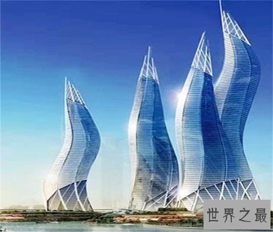 迪拜风中烛火大厦由多个建筑物组成，堪称最完美建筑