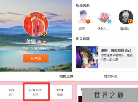2017最新明星微博粉丝排行榜，谢娜夺冠(获吉尼斯认证)