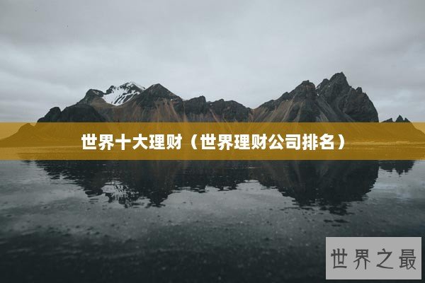 世界十大理财（世界理财公司排名）