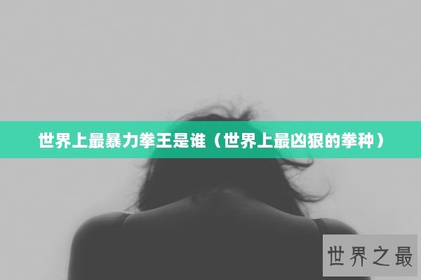 世界上最暴力拳王是谁（世界上最凶狠的拳种）