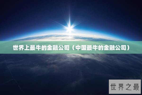 世界上最牛的金融公司（中国最牛的金融公司）